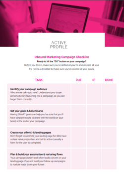 Inbound Checklist Inbound Checklist